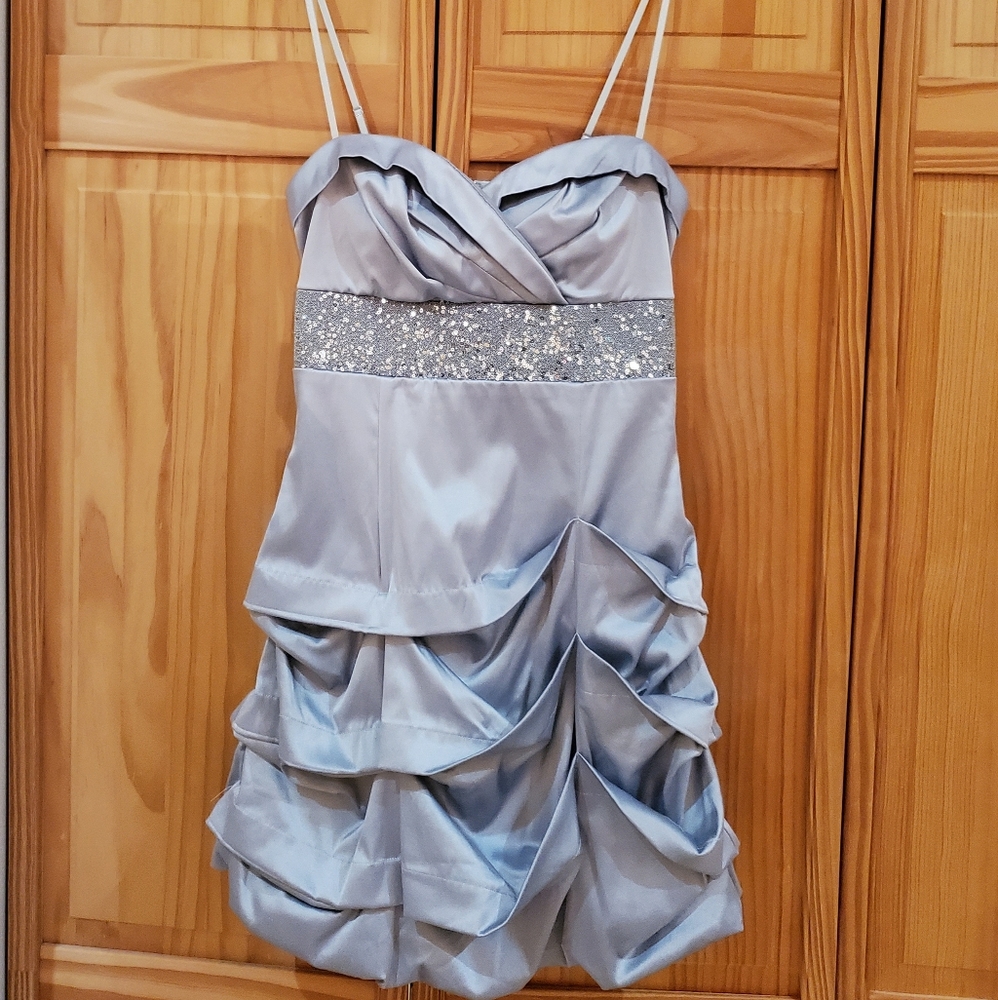 Ruby Rox Silver Fancy Prom Mini Dress